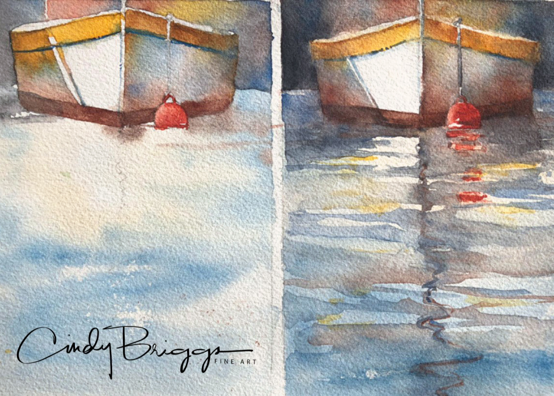 A reflective painting using Paynes Grey – watercolours by rachel
