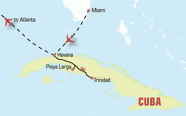 Cuba tour map